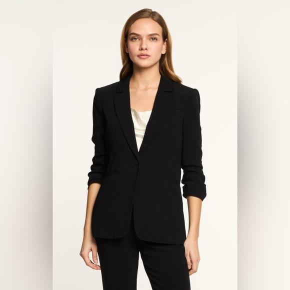 cinq a sept Jackets & Blazers - NWT Cinq a Sept Black Single-Button crepe touched Blazer Khloe black 0 CURRENT